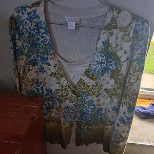 Christopher & Banks Multicolored Button Down Top